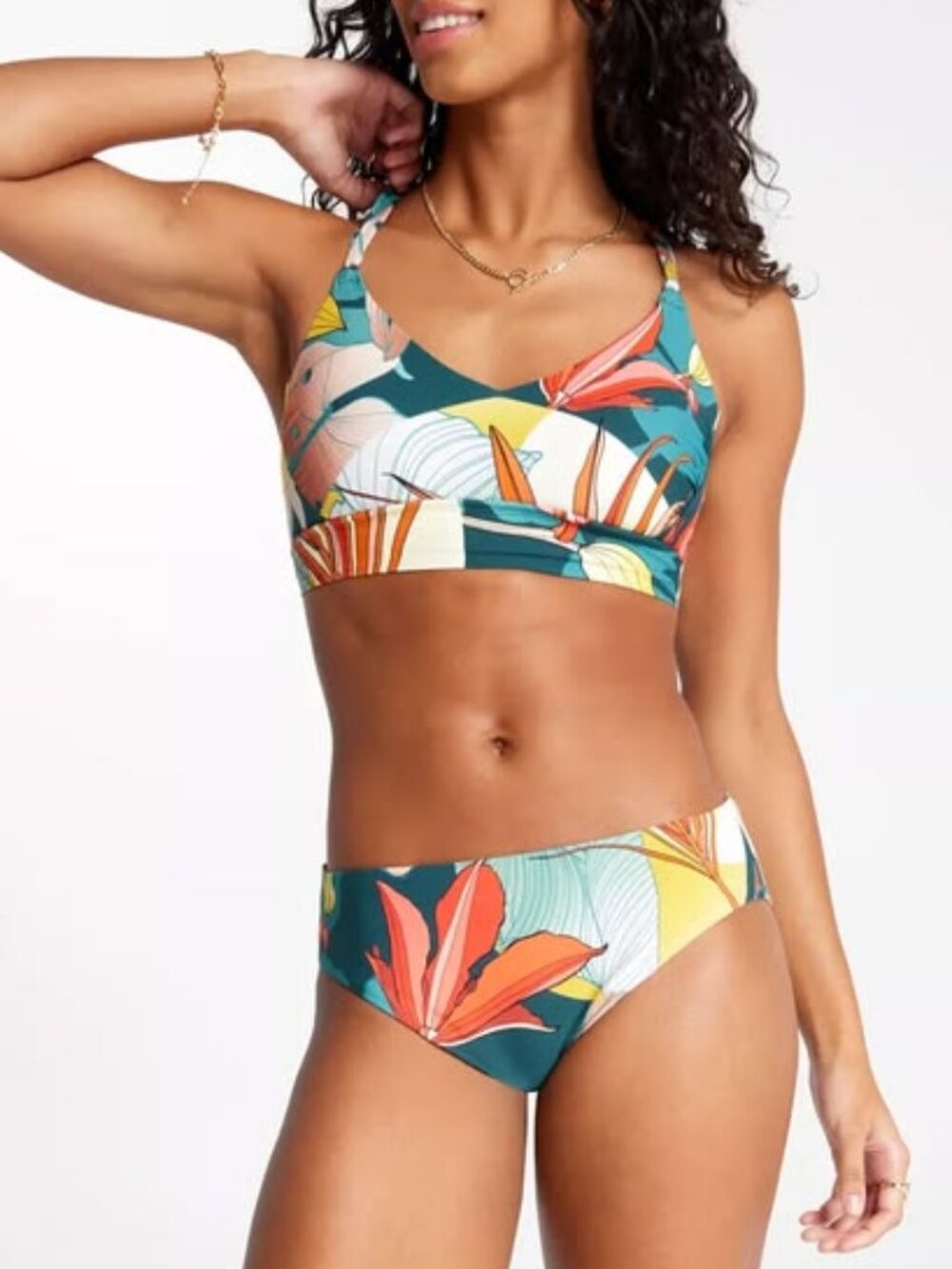 NWT CALIA by Carrie Underwood Women's Botanical Print Sea Green Bikini Suit XS